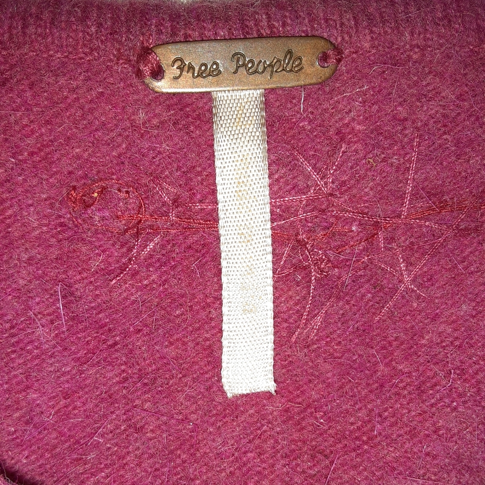 Free people pink angora cardigan size large - Picture 4 of 5